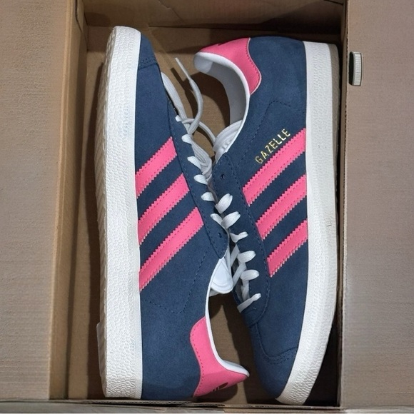 Adidas Gazelle "Ink Lucid Pink" Navy Blue with Pink Suede Sneakers size 6.5 NEW - Picture 13 of 16